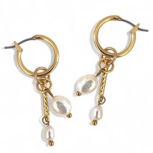 New Vanessa Mooney Pearl drop dangle dainty hoop earrings dainty earrings charms